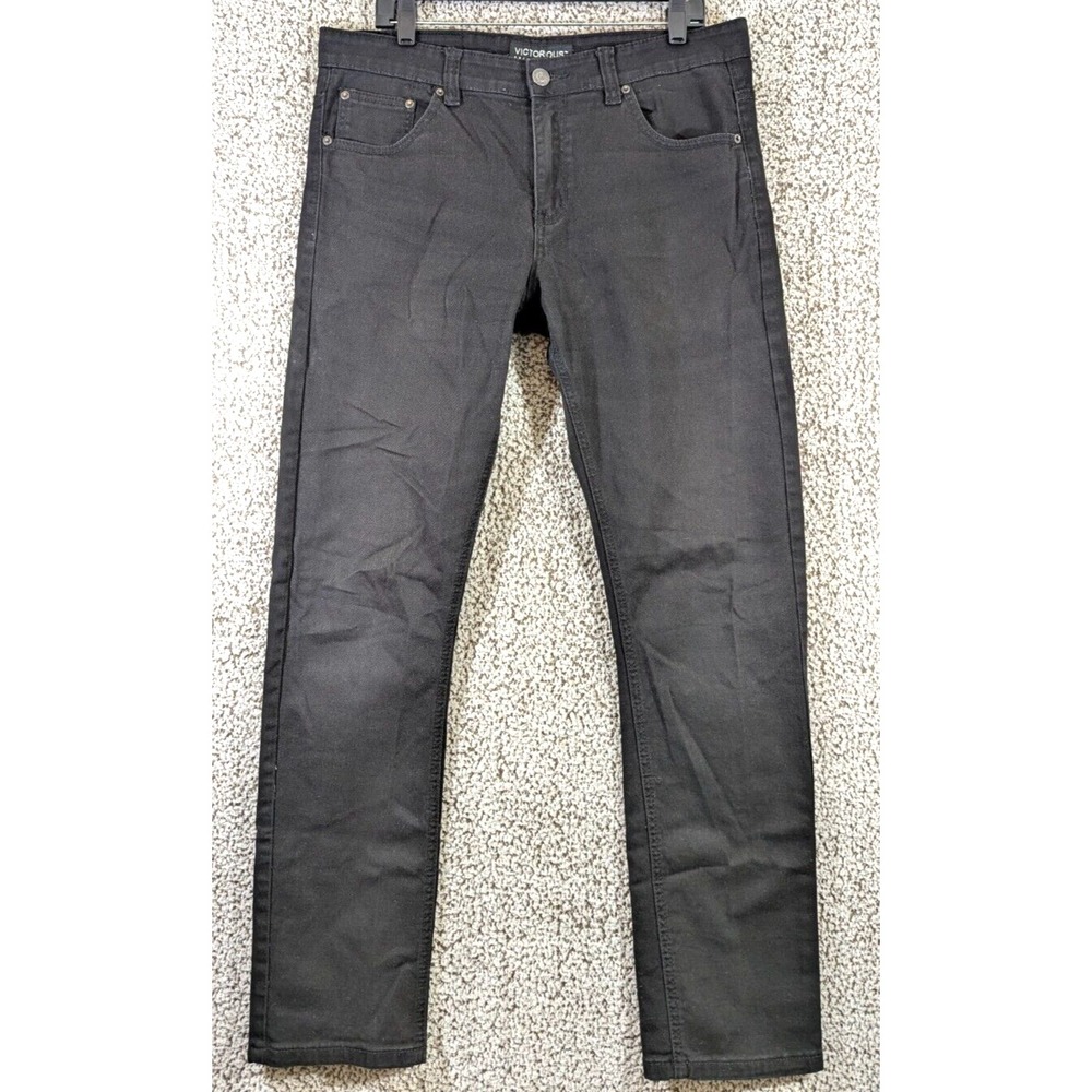 Victorious Jeans Mens 36x32 Black Denim Skinny Emo‎ Punk Casual Preppy Faded
